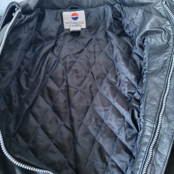 Vintage 90’s PEPSI Men’s L Classic Black Leather Bomber Jacket, Lined, NWOT - Picture 9 of 11